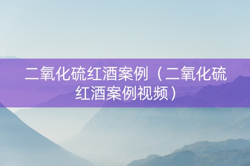 二氧化硫红酒案例（二氧化硫红酒案例视频）