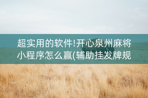 超实用的软件!开心泉州麻将小程序怎么赢(辅助挂发牌规律)