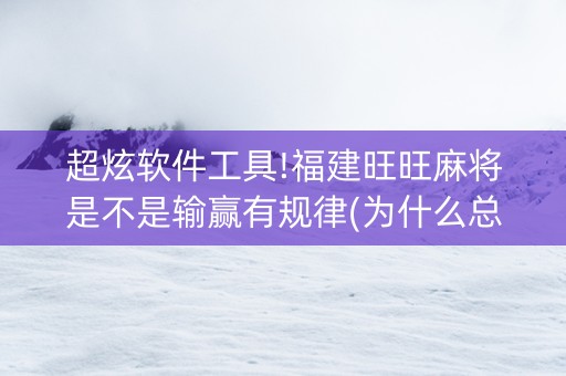 超炫软件工具!福建旺旺麻将是不是输赢有规律(为什么总是输)