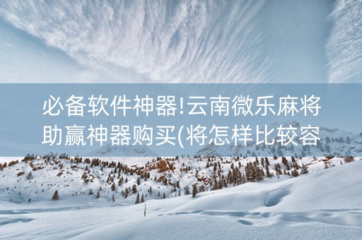 必备软件神器!云南微乐麻将助赢神器购买(将怎样比较容易赢)