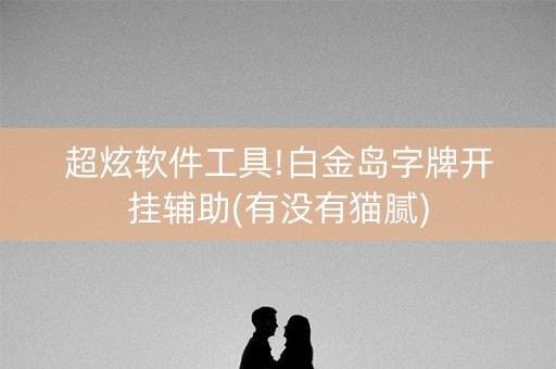 超炫软件工具!白金岛字牌开挂辅助(有没有猫腻)