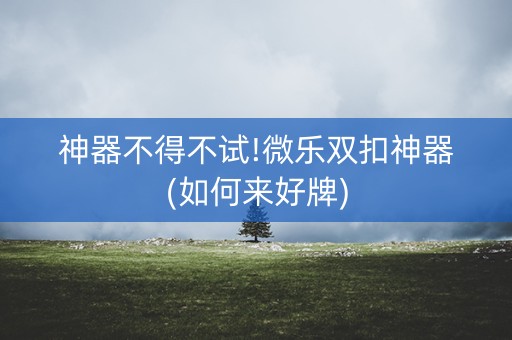 神器不得不试!微乐双扣神器(如何来好牌)