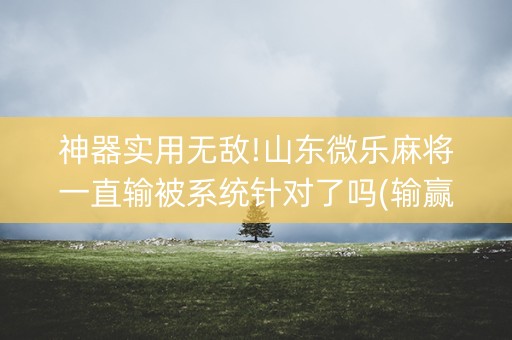 神器实用无敌!山东微乐麻将一直输被系统针对了吗(输赢设置胡牌规律)