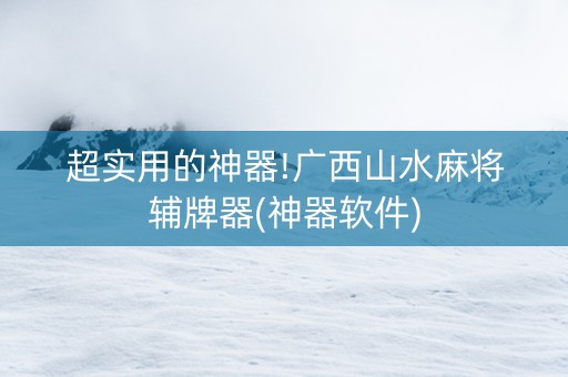超实用的神器!广西山水麻将辅牌器(神器软件)