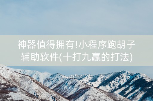 神器值得拥有!小程序跑胡子辅助软件(十打九赢的打法)