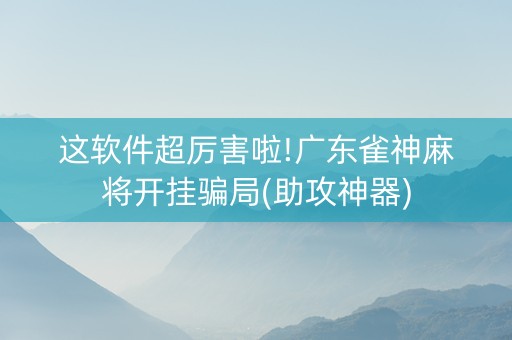 这软件超厉害啦!广东雀神麻将开挂骗局(助攻神器)