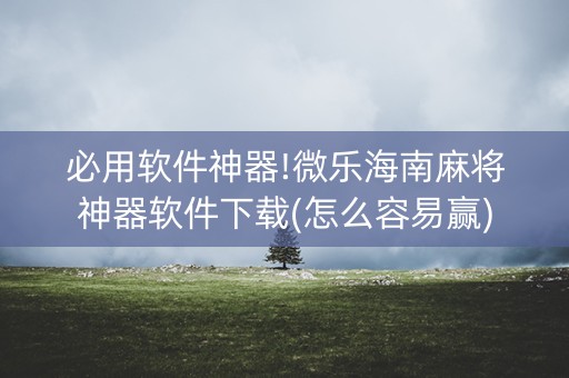 必用软件神器!微乐海南麻将神器软件下载(怎么容易赢)