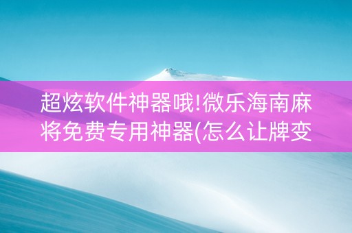 超炫软件神器哦!微乐海南麻将免费专用神器(怎么让牌变好)