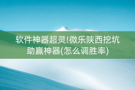软件神器超灵!微乐陕西挖坑助赢神器(怎么调胜率)