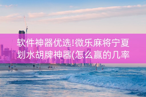 软件神器优选!微乐麻将宁夏划水胡牌神器(怎么赢的几率大)