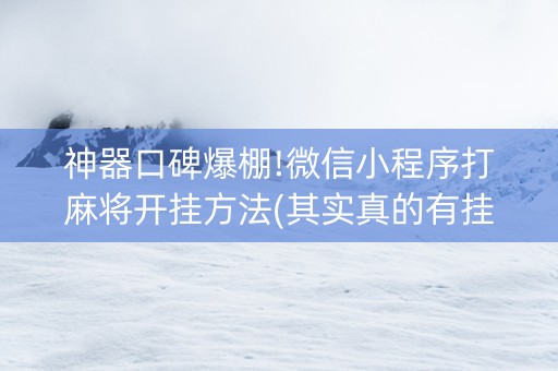 神器口碑爆棚!微信小程序打麻将开挂方法(其实真的有挂)