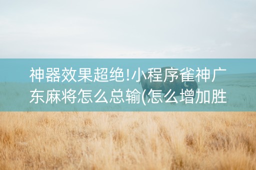 神器效果超绝!小程序雀神广东麻将怎么总输(怎么增加胜率)