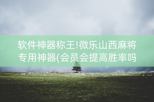 软件神器称王!微乐山西麻将专用神器(会员会提高胜率吗)