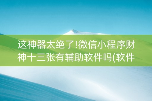 这神器太绝了!微信小程序财神十三张有辅助软件吗(软件只赢不输)