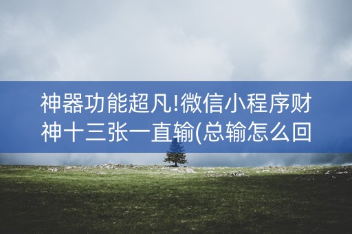 神器功能超凡!微信小程序财神十三张一直输(总输怎么回事)