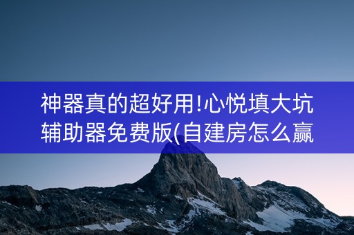 神器真的超好用!心悦填大坑辅助器免费版(自建房怎么赢)