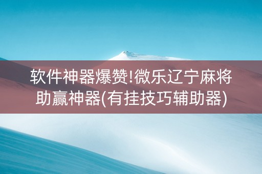 软件神器爆赞!微乐辽宁麻将助赢神器(有挂技巧辅助器)