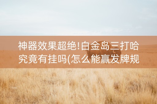 神器效果超绝!白金岛三打哈究竟有挂吗(怎么能赢发牌规律)