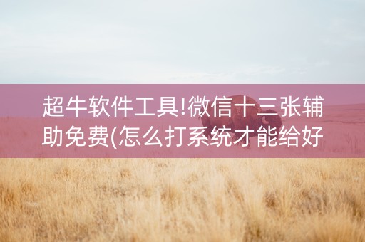 超牛软件工具!微信十三张辅助免费(怎么打系统才能给好牌)