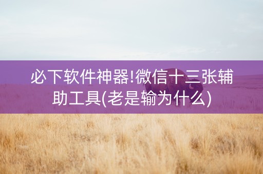 必下软件神器!微信十三张辅助工具(老是输为什么)