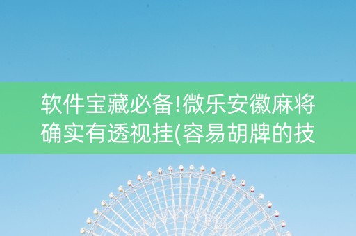 软件宝藏必备!微乐安徽麻将确实有透视挂(容易胡牌的技巧)