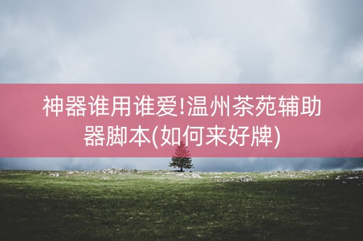 神器谁用谁爱!温州茶苑辅助器脚本(如何来好牌)