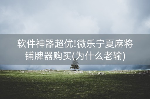 软件神器超优!微乐宁夏麻将铺牌器购买(为什么老输)
