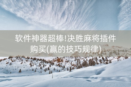 软件神器超棒!决胜麻将插件购买(赢的技巧规律)