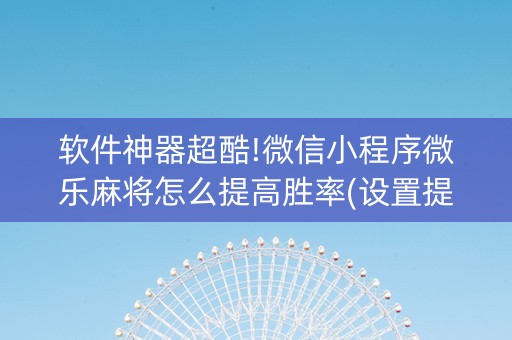 软件神器超酷!微信小程序微乐麻将怎么提高胜率(设置提高好牌几率)