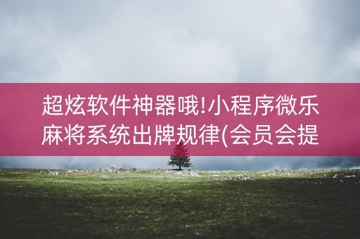 超炫软件神器哦!小程序微乐麻将系统出牌规律(会员会提高胜率吗)