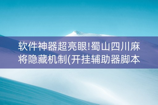 软件神器超亮眼!蜀山四川麻将隐藏机制(开挂辅助器脚本)