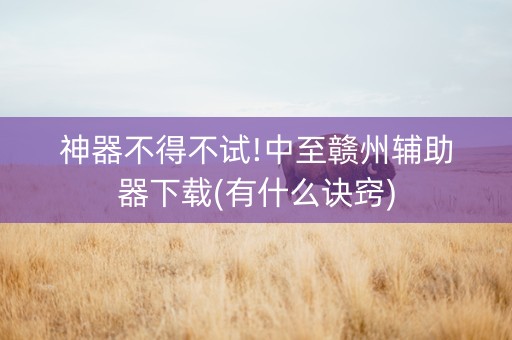 神器不得不试!中至赣州辅助器下载(有什么诀窍)