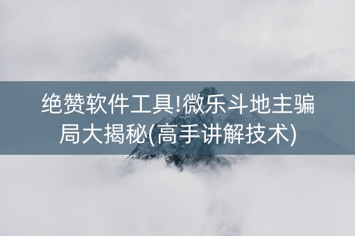 绝赞软件工具!微乐斗地主骗局大揭秘(高手讲解技术)