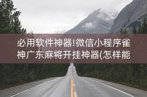必用软件神器!微信小程序雀神广东麻将开挂神器(怎样能抓到好牌)