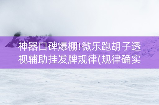 神器口碑爆棚!微乐跑胡子透视辅助挂发牌规律(规律确实有挂)