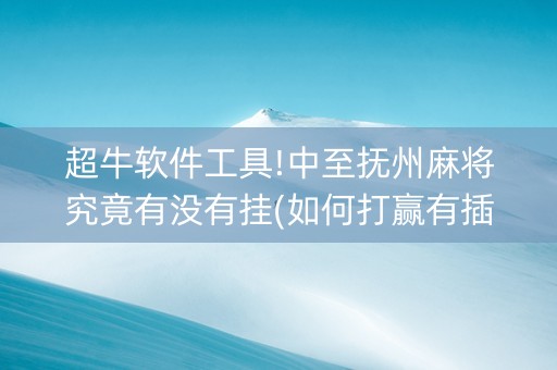 超牛软件工具!中至抚州麻将究竟有没有挂(如何打赢有插件吗)