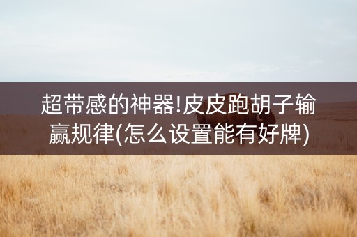 超带感的神器!皮皮跑胡子输赢规律(怎么设置能有好牌)
