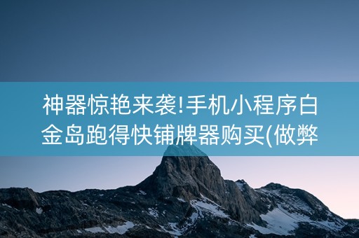 神器惊艳来袭!手机小程序白金岛跑得快铺牌器购买(做弊器软件下载)