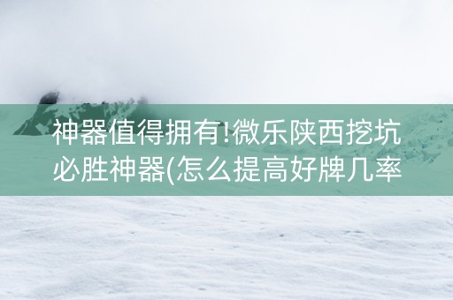神器值得拥有!微乐陕西挖坑必胜神器(怎么提高好牌几率)