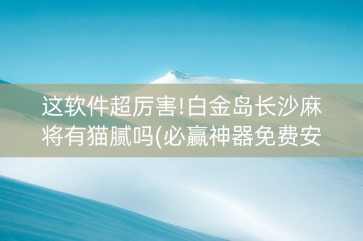 这软件超厉害!白金岛长沙麻将有猫腻吗(必赢神器免费安装)