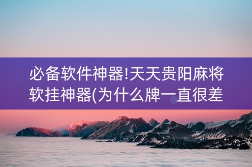 必备软件神器!天天贵阳麻将软挂神器(为什么牌一直很差)