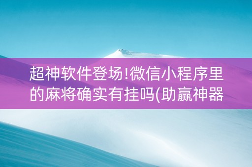 超神软件登场!微信小程序里的麻将确实有挂吗(助赢神器购买)