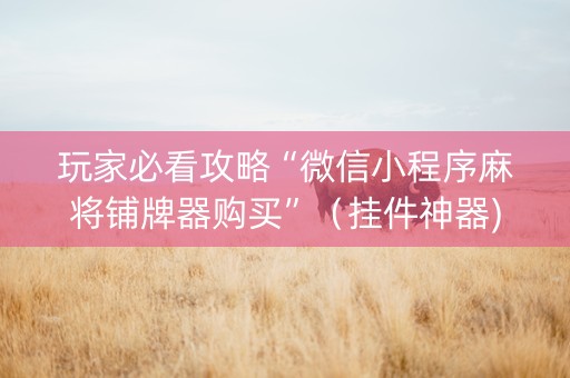 玩家必看攻略“微信小程序麻将铺牌器购买”（挂件神器)