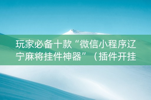 玩家必备十款“微信小程序辽宁麻将挂件神器”（插件开挂免费AI)
