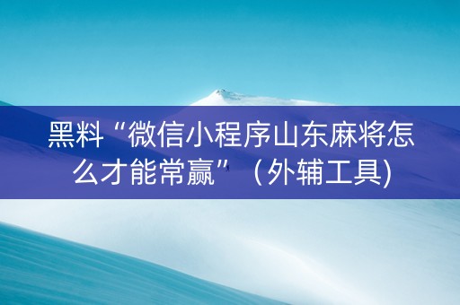 黑料“微信小程序山东麻将怎么才能常赢”（外辅工具)