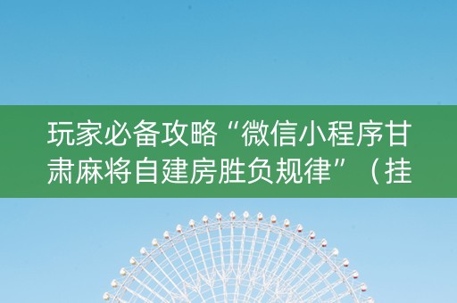 玩家必备攻略“微信小程序甘肃麻将自建房胜负规律”（挂件神器)