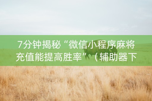 7分钟揭秘“微信小程序麻将充值能提高胜率”（辅助器下载)