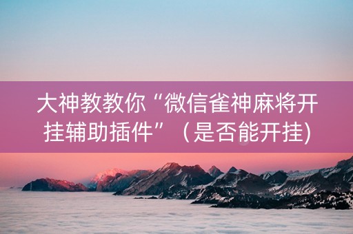 大神教教你“微信雀神麻将开挂辅助插件”（是否能开挂)