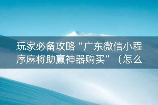 玩家必备攻略“广东微信小程序麻将助赢神器购买”（怎么设置才能赢)