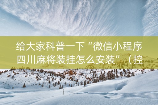 给大家科普一下“微信小程序四川麻将装挂怎么安装”（控牌器)